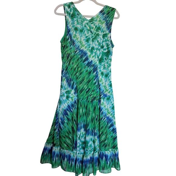 Chris McLaughlin Green Blue Watercolor Print Dress Size 12 tiedye boho Y2K - Picture 6 of 7